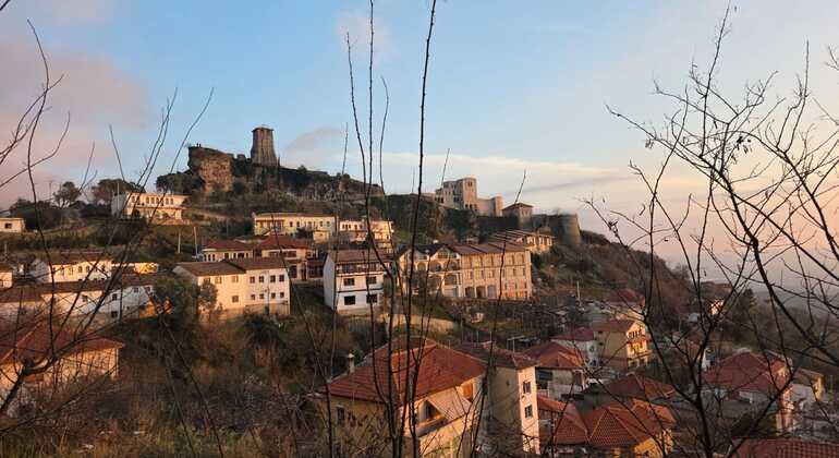 View of Krujë Castle and the old bazaar in Albania