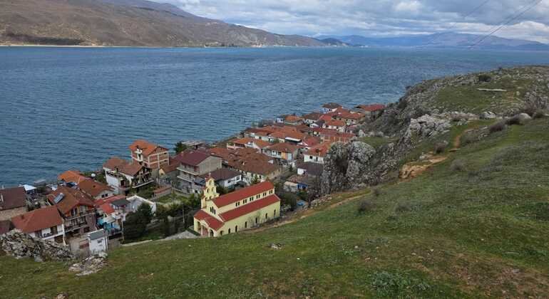 Lakeside view of Lake Ohrid near Pogradec, Albania