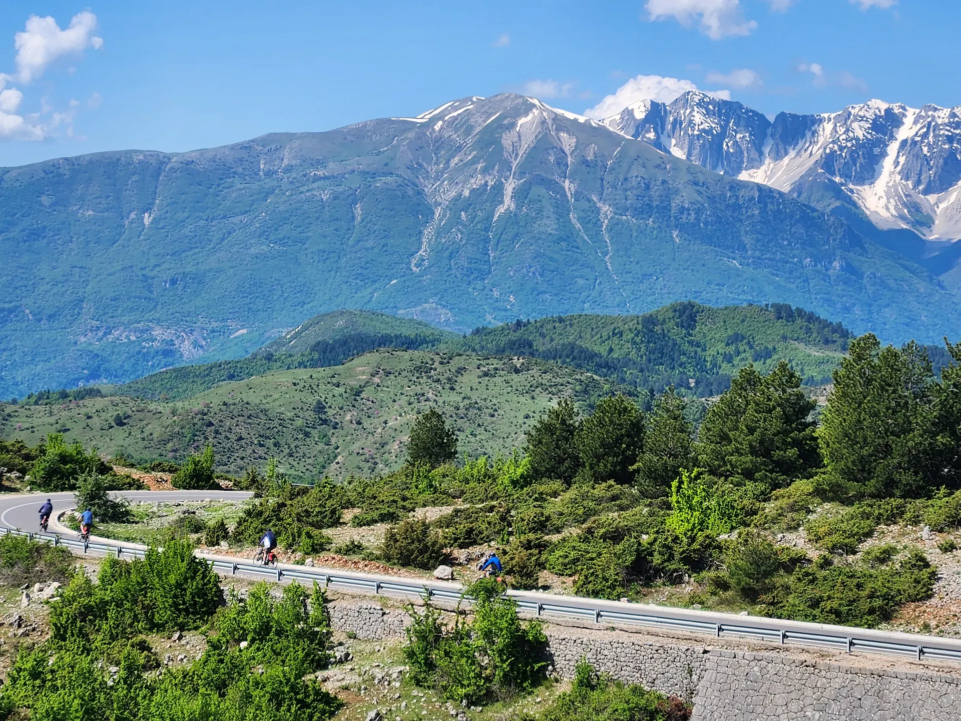 Snow-capped mountains overlooking southern Albania
